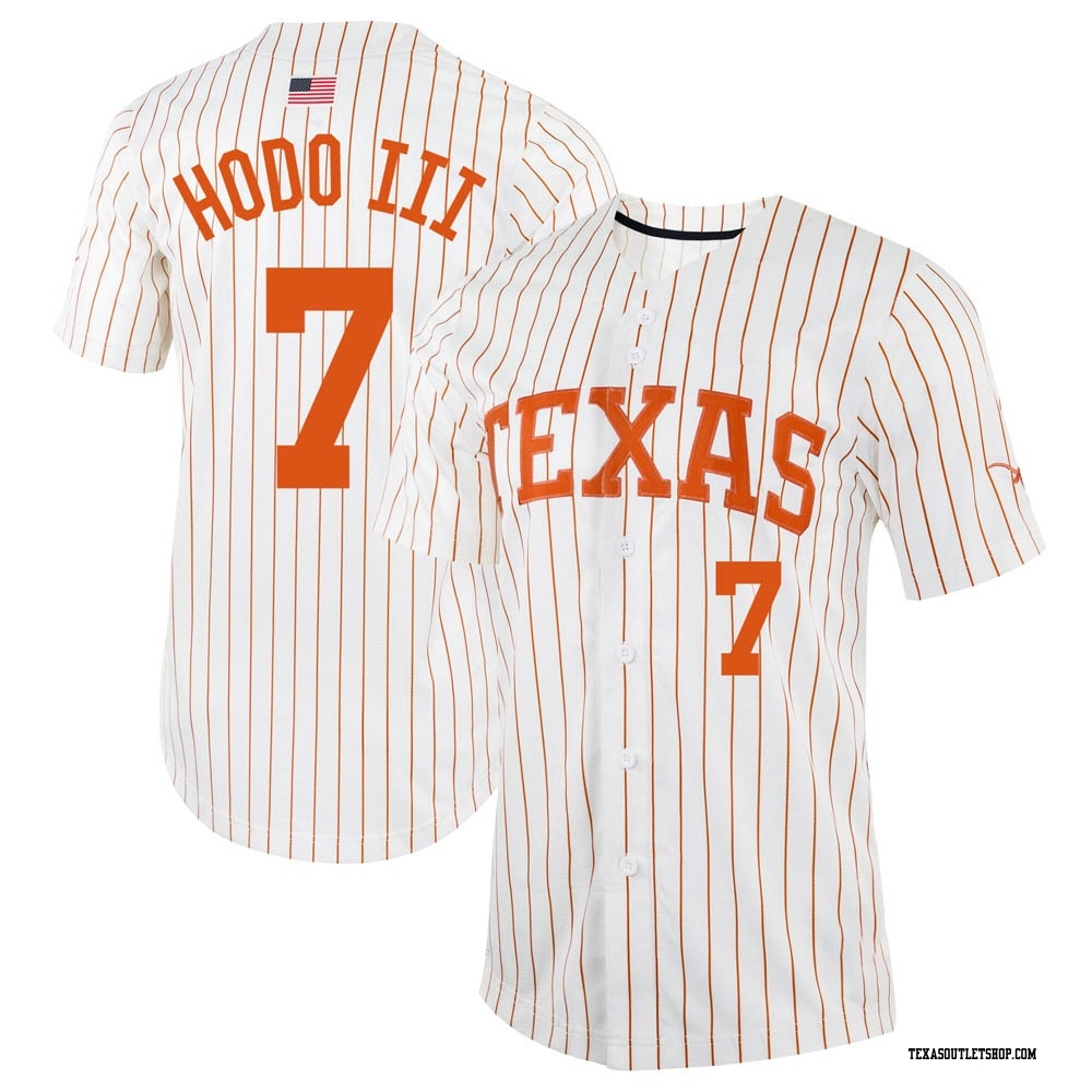 Men's Nike White Texas Longhorns Pinstripe Replica Full-Button Baseball Jersey Size: Small