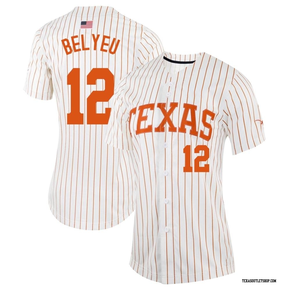 Men's Nike White Texas Longhorns Pinstripe Replica Full-Button Baseball Jersey Size: Small