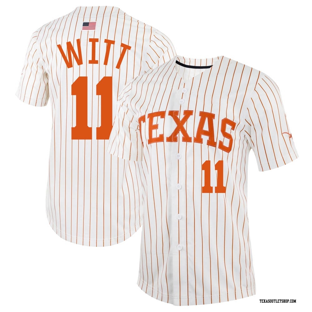 Texas Longhorns Nike Pinstripe Replica Full-Button Baseball Jersey - White